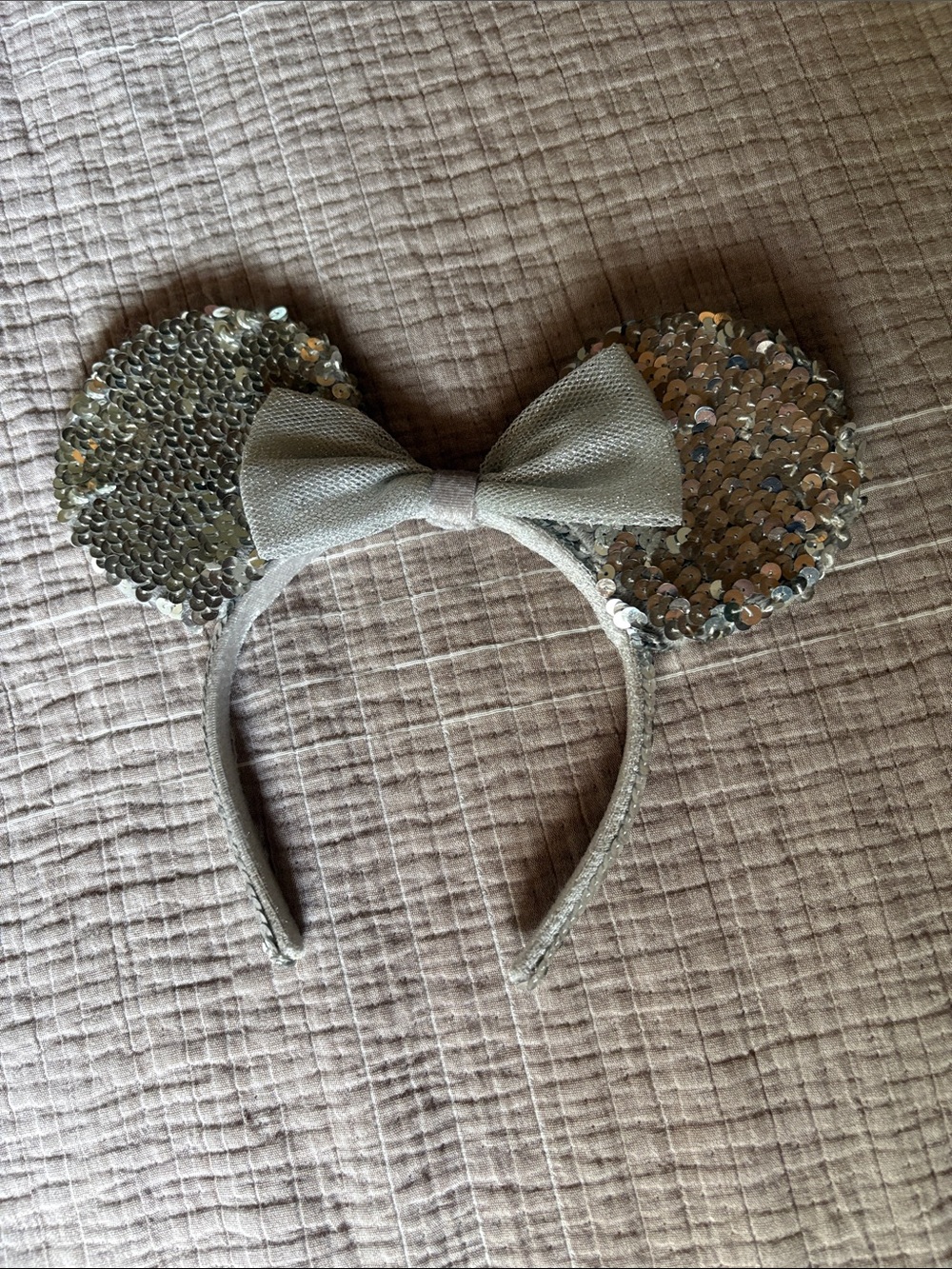 Silver Sequin Minnie Ear Headband for Kids